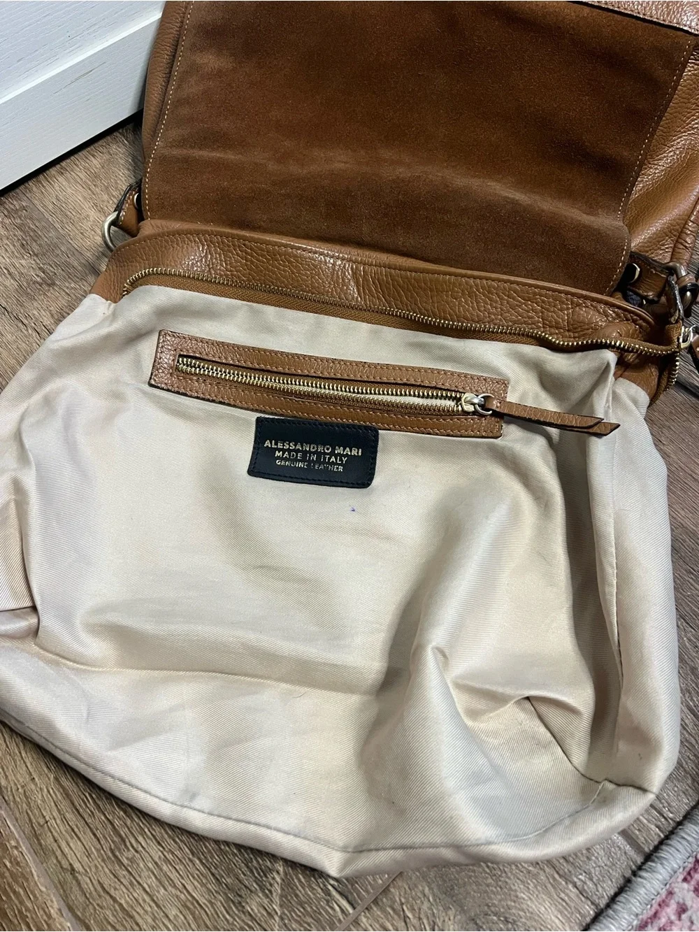 Alessandro Mari Italian Brown Leather Slouchy Hobo Bag Handbag Purse